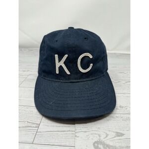 BALDWIN KC Navy Blue Wool Hat Cap Leather Strap Kansas City